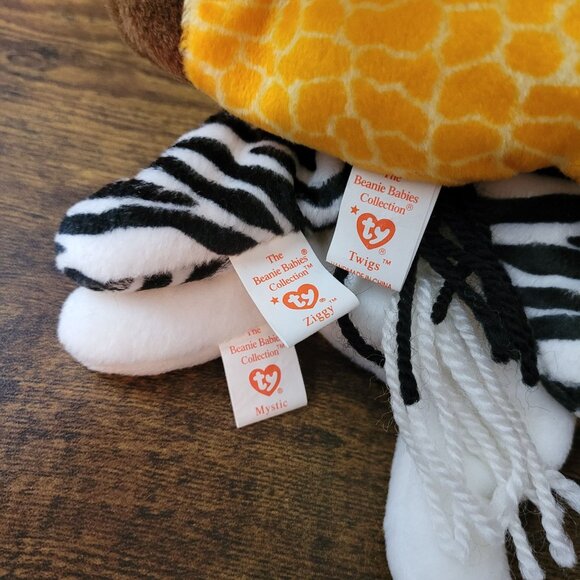 Ty Beanie Babies Mystic Unicorn Ziggy Zebra Twigs The Giraffe Vintage NWT - Picture 8 of 10